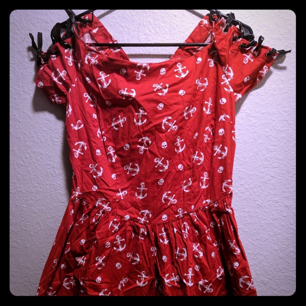 Hot Topic red with white skulls dress
